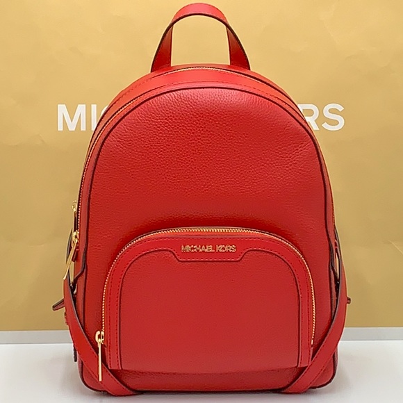 MICHAEL KORS JAYCEE MEDIUM ZIP POCKET BACKPACK COLOR: Bright Red NWT - Picture 2 of 16